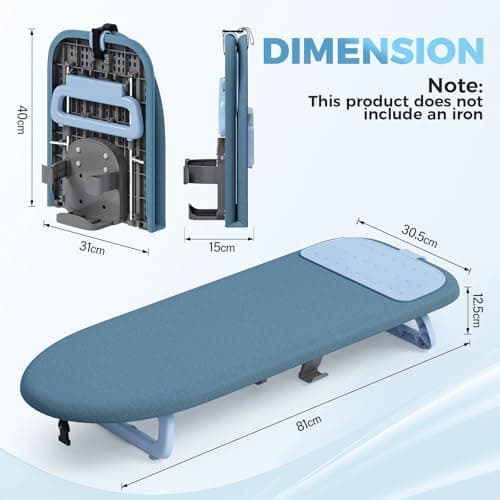KINGRACK Small Tabletop Ironing Board with Iron Holder,30×81cm,Dark Blue — view 2