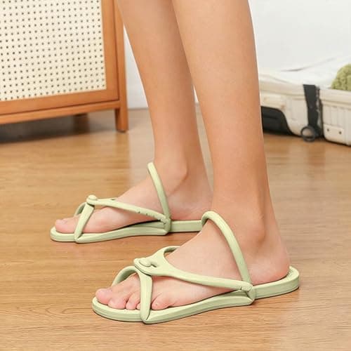 Women Summer Lightweight Flat Travel Portable Non-Slip Sandals for Beach Pool Bath Public Hotel Cruise, beige, 9.5 UK — view 2
