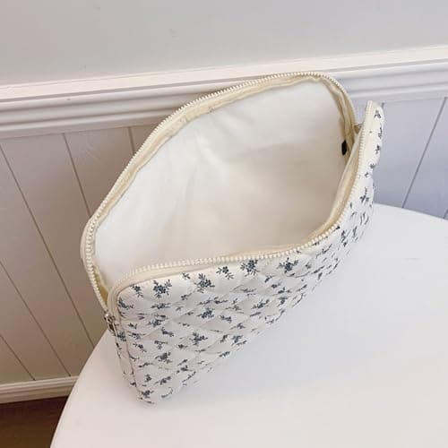 Puffy Quilted Laptop Sleeve Case for 11/13/15 inch Notebook, Cute Floral Protective Puffer Bag for MacBook Women Aesthetic — view 2