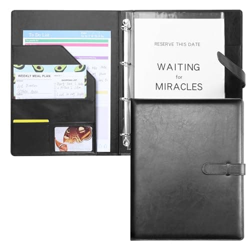 A4 Portfolio Folder with Ring Binder, Document Folder with Plastic Sleeves