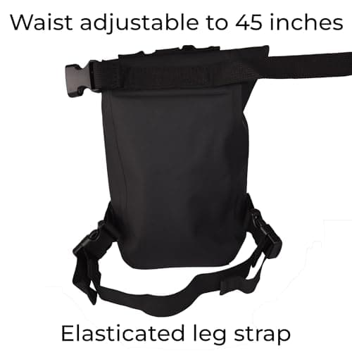 Fuzpig Waterproof Thigh Bag & Drop Leg Pouch – IPX6 Roll-Top Dry Bag with Quick-Access Side Pocket for Motorcycling, Horse Riding, Hiking & Dog Walking (Black) — view 6