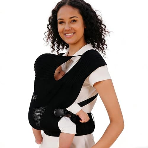 Bebamour Knit Baby Carrier,Cozy and Lightweight Carrier for 4-24 Months,Ergonomic Baby Carrier with Head Hood, Khaki — view 3