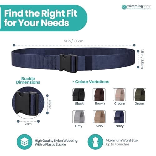 Trimming Shop Nylon Tactical Belt, Quick Release Plastic Buckle, Navy — view 2