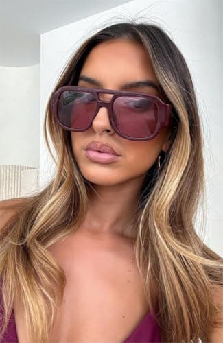 GUVIVI Retro Oversized Pilot Sunglasses for Women Men UV400 Protection — view 3