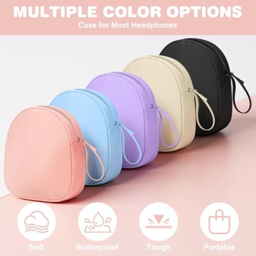 HOTUT Headphone Case,Soft Headphone Carrying Case,Universal Portable Travel Headphone Storage Cover Bag for JBL Live,JBL Tune 510BT/520BT/500BT/720BT,Sony WH-CH520/510/720/710(Pink) — view 4