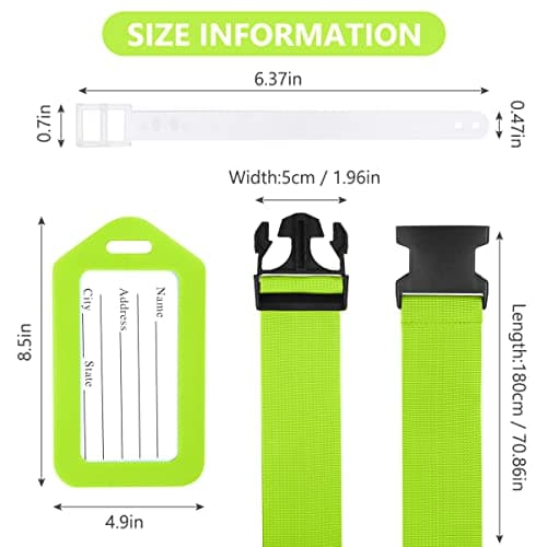 Flintronic 2 Pcs Luggage Straps with Luggage Tags, Adjustable Packing Belts for Suitcases Security Non-Slip Travel Belt Travel Accessories（Green） — view 2