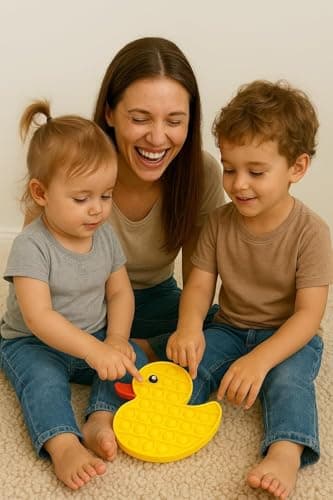 RANZAH Duck Pop Bubble Fidget Toy for Kids & Adults – Silicone Sensory Bubble Popping Toy, Stress Relief Anxiety Toy, BPA Free Push Pop Bubble Game, Reusable Portable Autism Sensory Toy (Duck) — view 2