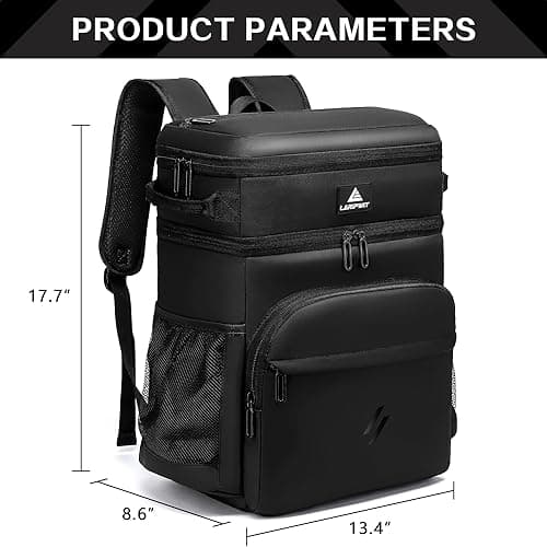 Laripwit Cooler Backpack 54 Cans Insulated Cool Bag Rucksack PU Leather Leak-Proof Picnic Backpack for Men Women - Perfect Large Tactical Backpack Cooler Bag for Camping, Lunch, Beach, Black — view 6