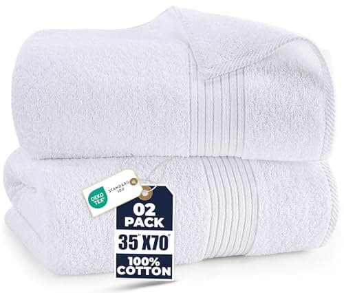 Utopia Towels - Luxurious Bath Sheet 2 Pack 90 x 180 cm, 100% Cotton, White