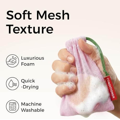 ZOMCHI Mesh Soap Bags for Shower, Body & Shampoo Bars, 3 Pack, Pink — view 3