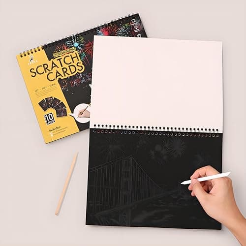 10-Page Scratch Art Book for Adults & Teens, A4 City Landmarks Activity Set — view 6