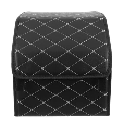 VOSAREA Foldable Leather Trunk Organizer for Car Storage, Black