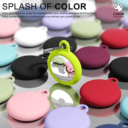 oakxco for Airtag Keychain Silicone Neon Green, Airtag Holder with Key Ring, Air Tag Cover Cute Accessories for Kids, Luggage, Car Dog Collar, Car, Compatible with Apple Airtag Case Waterproof, Lime — view 4