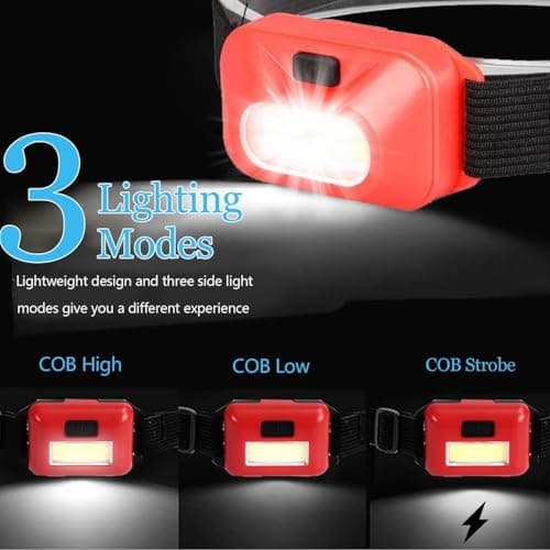 POCKETMAN Pack 10 LED Headlamp COB Super Bright Lightweight Headlight Waterproof Head Torch Lamp for Outdoor Camping Lighting Night Running Emergency — view 2