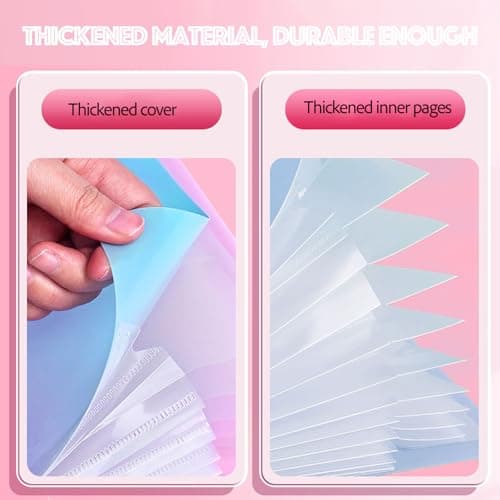 4 Pack Expanding File Folder A4, 8 Pocket Accordion File Organiser with Tabs, Poly Document Wallets with Button Closure, Large Capacity for Office School Travel (Multi-Color) — view 4