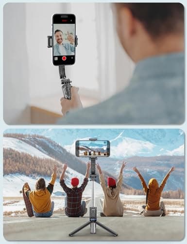 Selfie Stick with Light [Detachable Phone Holder], 41.7" Extendable Phone Tripod with Remote, 360° Rotatable Tripod Stand For iPhone, Samsung, and Android Smartphones (selfie stick with light) — view 4