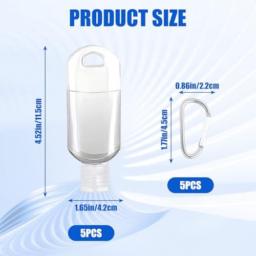 HuaaxtLang 5PCS Hand Sanitiser with Clip,50ml Travel Bottles for Toiletries,Portable Plastic Leakproof Squeeze Bottles Kits with Flip Cap for Home Office Outdoor — view 2