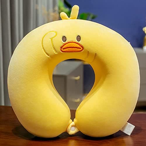 Cute Duck Cartoon U-Shaped Neck Pillow - Super Soft Memory Foam Travel Pillow for Kids & Adults, Ergonomic Neck Support for Airplane, Bus, Train Rides (Yellow) — view 2