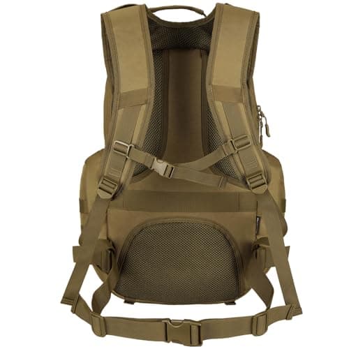 YuanWen 50L Tactical Backpack, Military Rucksack with MOLLE System, Water-Resistant Hiking Backpack for Outdoor Trekking Cycling Travel & Camping, 17'' Laptop Compartment Hydration Compatible Khaki — view 3