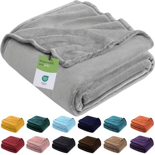 BedLooms Fleece Blanket Silver Single 130x150 cm, Throws for Sofas and Beds
