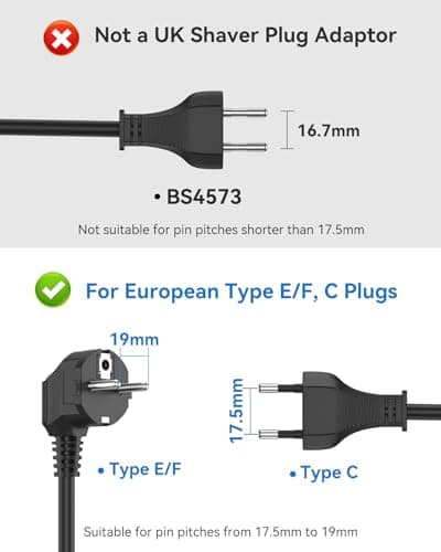European to UK Plug Adapter 3 AC Outlets — view 4