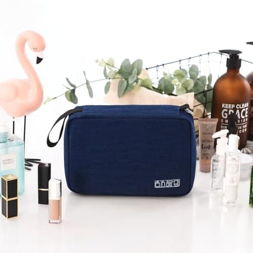Yuexitech Hanging Wash Bag, Hanging Toiletry Bags for Women, Foldable Toiletry Bag Organizer for Men and Women Travel Size Accessories Navy Blue — view 6