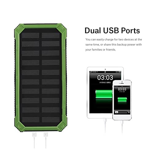 YUEHISY Fast Charging Portable 20000mAh Dual USB Solar Power Bank Case DIY Kit for Phone Charging, Power Bank (Green) — view 3