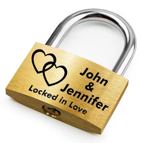 Personalised Engraved Padlock, Heart Padlock for Wedding, Anniversary, Valentine's, Travel, Love Locks with 3 Keys & Gift Box for Lovers(Linked Hearts)