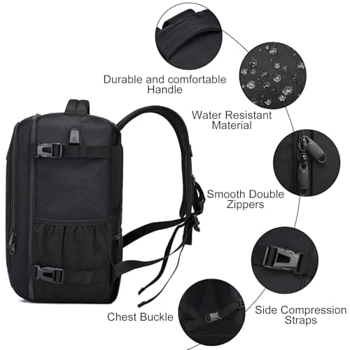 Ryanair Cabin Bag 40x20x25 Underseat Small Travel Backpack Cabin Size,Black — view 6