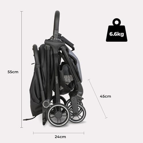 My Babiie MBX6 Autofold Stroller – from Birth to 4 Years (22kg), Foldable & Compact, Lightweight, Travel Buggy for Toddlers, Pushchair Includes Rain Cover - Black & Grey — view 4
