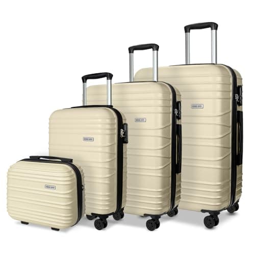 Luggage Depot Family Luggage Set, TSA Lock, Spinner Wheels, Cream Brown