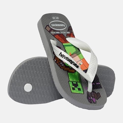 Havaianas Kids Minecraft Boys FlipFlop Steel Grey/White 4.5/5 UK — view 2