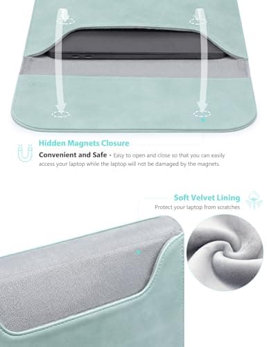 HYZUO 13 Inch Laptop Case Bag Sleeve for MacBook Pro Air M5, Mint Green — view 2