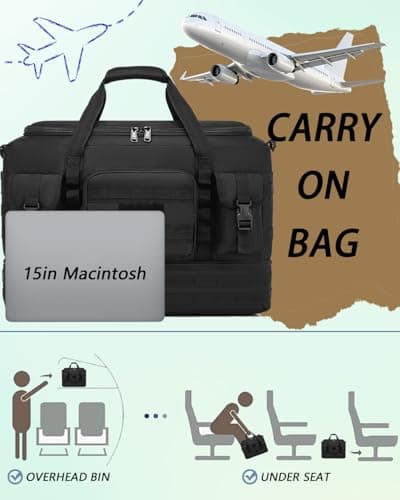FRETHIND Travel Duffle Bag for Men 50L Holdall Sport Gym Bag w/Toiletry Bag Set for Fitness Weekender Camping — view 3