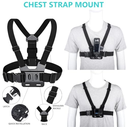 YEHOLDING 10 in 1 Action camera accessories Suitable for Insta360 X6/X5/X4 Air/X4/X3/X2/Ace Pro, Chest Strap, Head Mount, Wrist Strap, Quick Clip Mount and Floating handle, Compatible with GoPro Hero — view 2