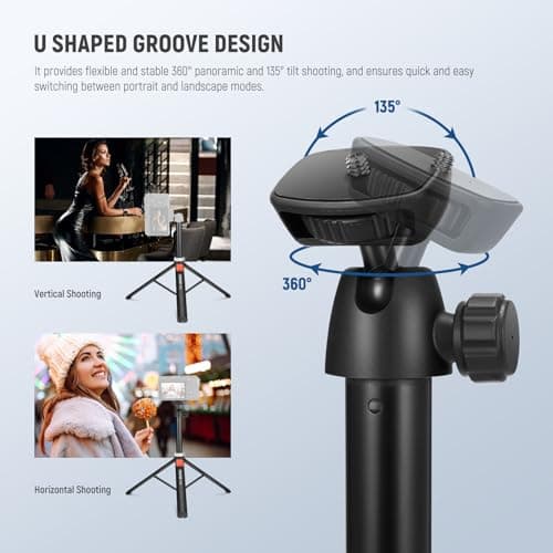 NEEWER Tripod for Cell Phone & Camera with Remote & Phone Holder Compatible with iPhone GoPro Canon Sony DSLR, 62.9" All Metal Portable Selfie Stick Travel Vlog Stand for Video Recording, TS05 — view 3