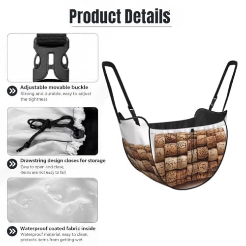 Car Back Seat Organizer Bag Adjustable Straps and Drawstring Closure — view 4
