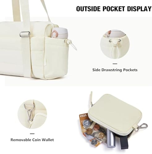 Small Gym Bag for Women 2-Piece Set – Mini Duffle with Wet Pocket & Coin Wallet, Lightweight Workout Tote with Shoe Compartment – Ideal for Gym, Travel, Yoga, and Sports (Beige) — view 2