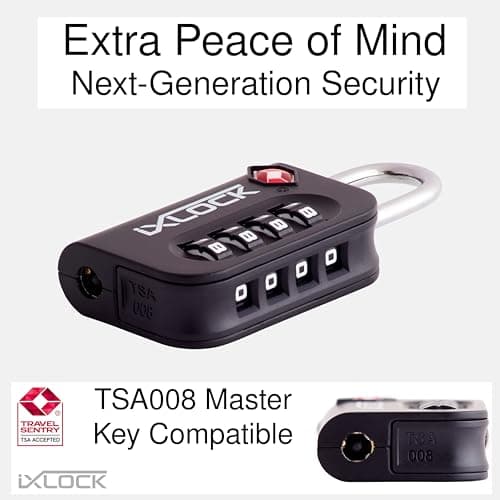 iXLOCK Suitcase Locks, TSA Approved Luggage Padlocks, Black, 2 Pack — view 5