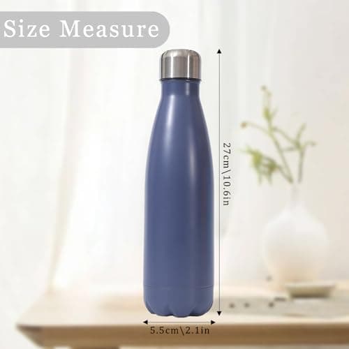 Insulated Water Bottle, 500ml Stainless Steel Thermal Flask, Vacuum Insulated Flask for Hot & Cold Drinks, Leak-Proof Thermal Metal Drinking Water Bottles for Kids, Gym, Sports, Travel (Blue) — view 2