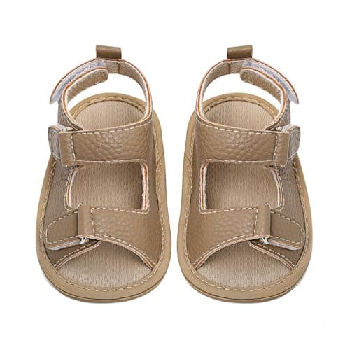 LACOFIA Baby Boys Summer Sandals First Walking Shoes Khaki 6-12 Months — view 3