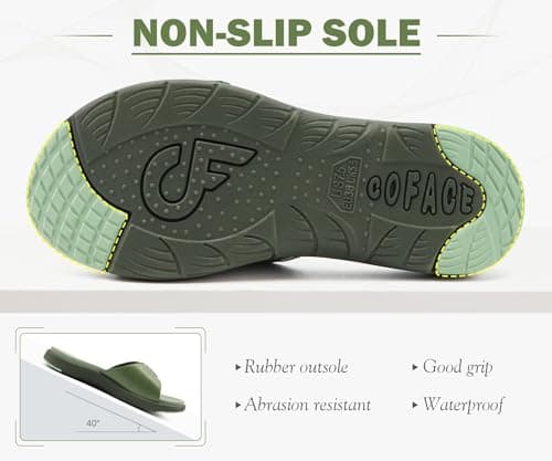 COFACE Womens Orthotic Slides Yoga Mat Arch Support Strap Sandals Green 5.5 — view 6