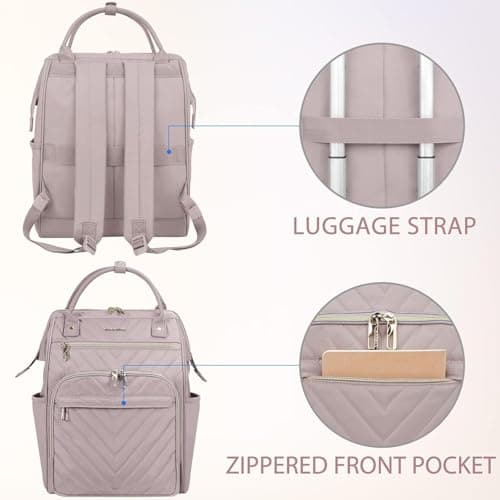 VANKEAN Laptop Backpack Women, 15.6" Computer Backpacks College Work Pink — view 3