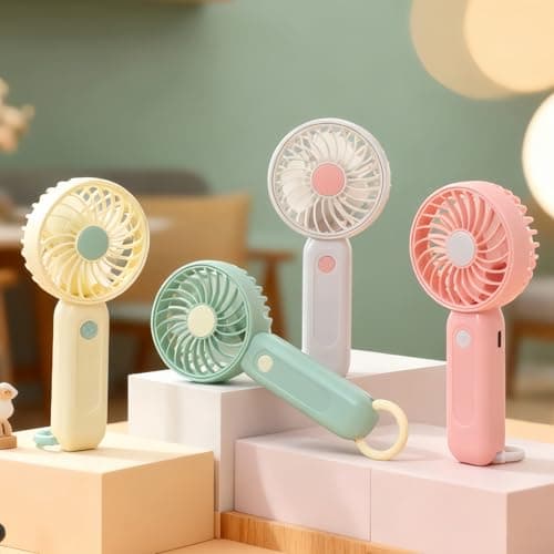 4 Pack Mini Handheld Fan USB Rechargeable Portable Fans with 3 Speeds