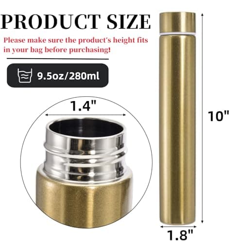 Covzoe 4 Pack Slim Stainless Steel Water Bottles Leak Proof, 280 ml — view 2