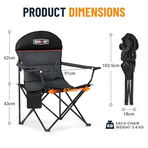 OVERMONT 150kg Oversized Camping Folding Chair for Adults — view 3