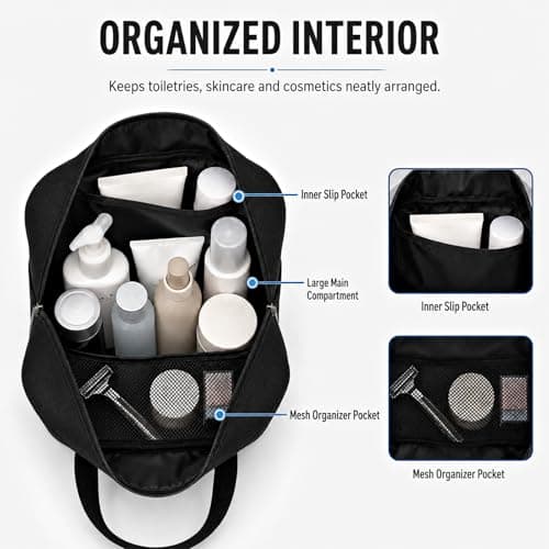 Personalised Large Toiletry Bag, Handle and Divider, Black XL — view 4
