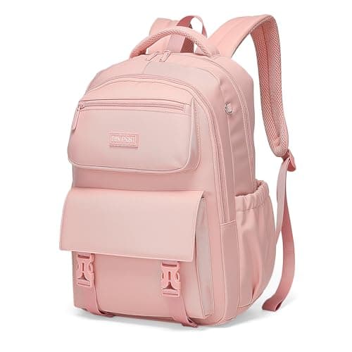 SUN EIGHT School Backpack with Double Compartments for Girls, 18 Inch Laptop Backpack for Teens Secondary School, Waterproof Casual Travel Daypack College Women Bookbag
