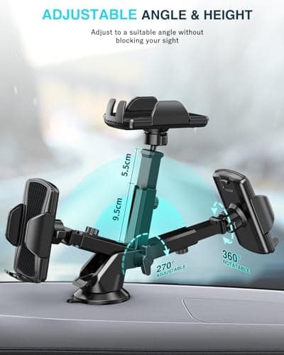 Hoppac Car Phone Holder, Ultra Strong Suction Mobile Phone Holder for Dashboard & Windscreen, 360° Rotation & One Button Release, Car Phone Mount for Smartphone 4.0''-7.0'' — view 6