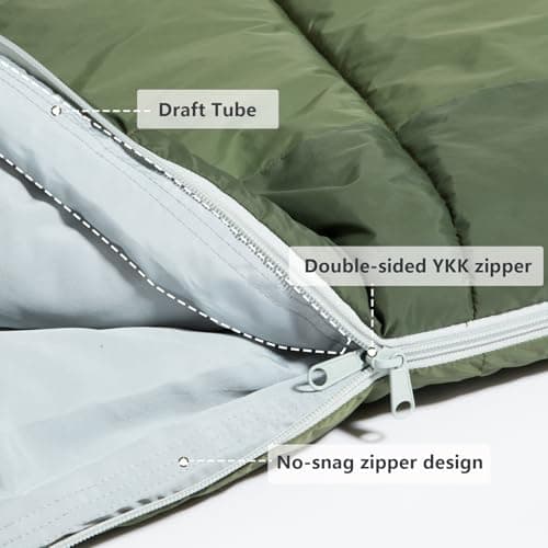 BISINNA 4 Season Mummy Sleeping Bag for Adults Cold Weather with Adjustable Hood, Phone Pocket for Hiking, Camping, Traveling, Adults & Kids (Green) — view 4